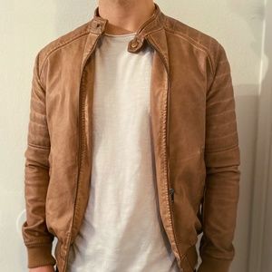 light brown faux leather jacket - small